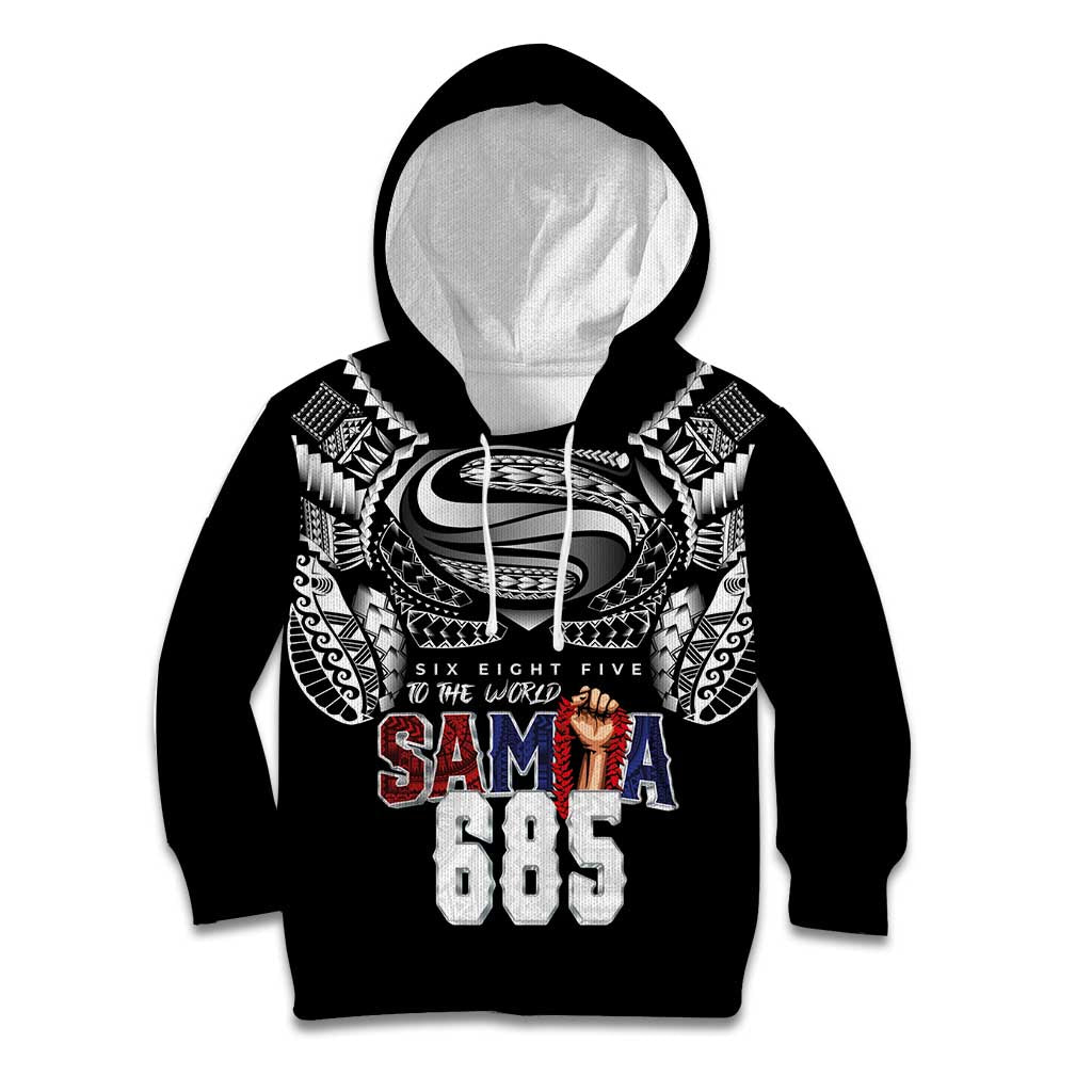 Super Samoa-Six Eight Five to The World Kid Hoodie Traditional Samoan Tattoo Black Color LT03 Hoodie Black - Polynesian Pride