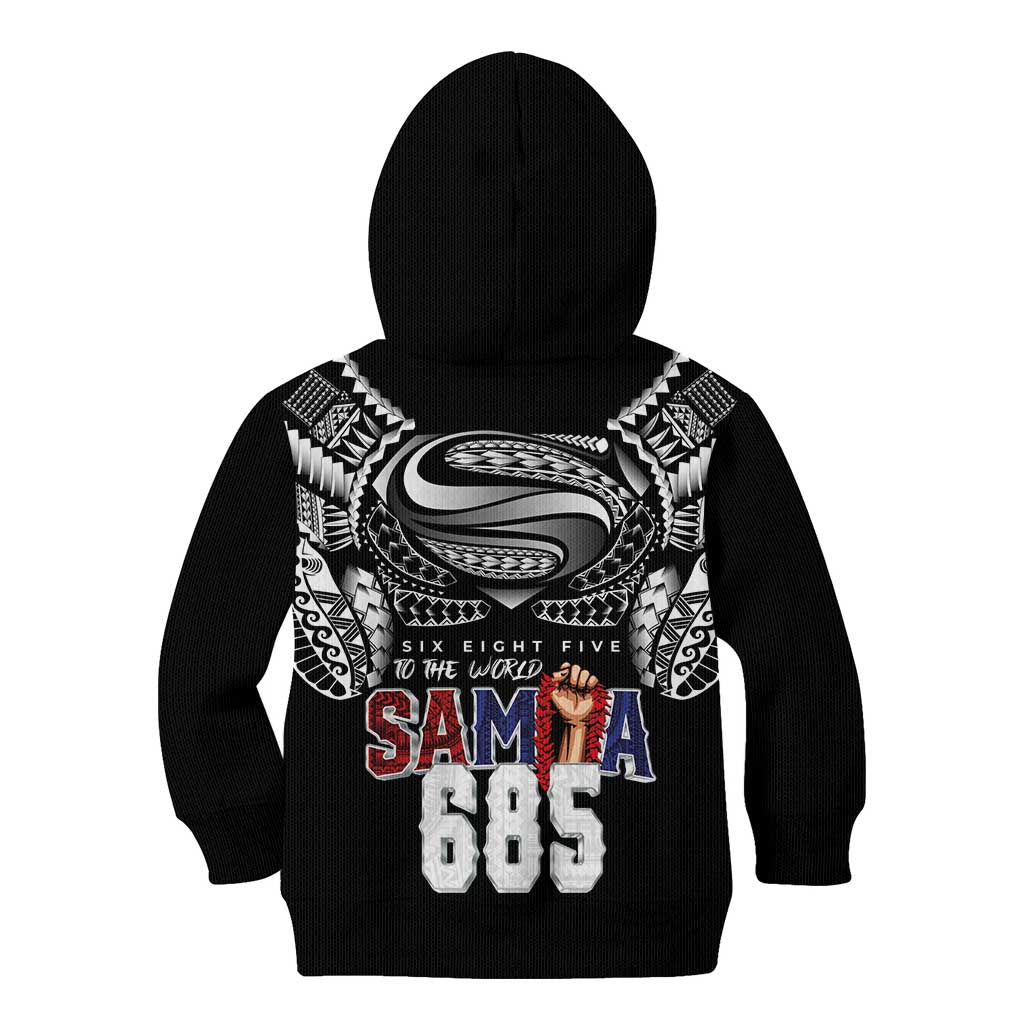 Super Samoa-Six Eight Five to The World Kid Hoodie Traditional Samoan Tattoo Black Color LT03 - Polynesian Pride