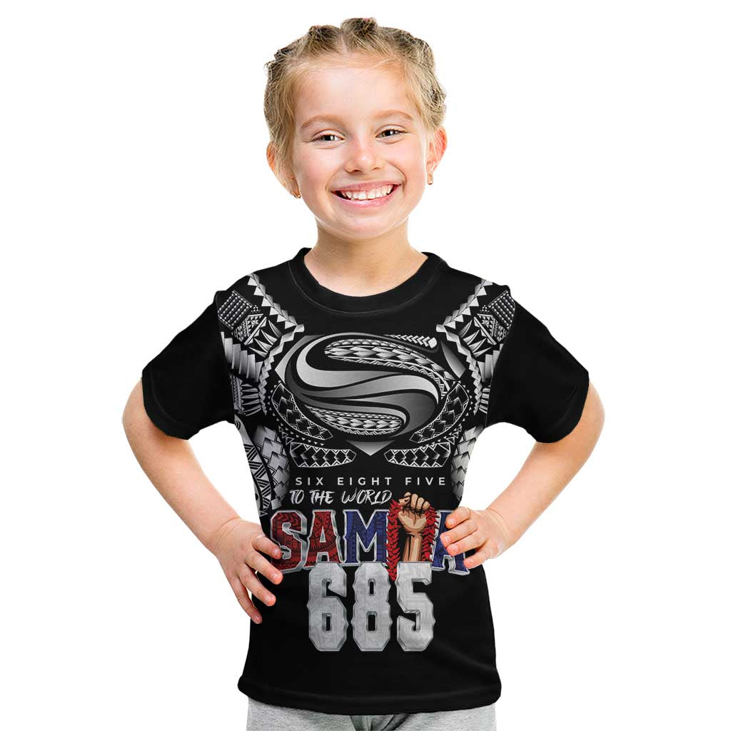 Super Samoa-Six Eight Five to The World Kid T Shirt Traditional Samoan Tattoo Black Color LT03 Black - Polynesian Pride