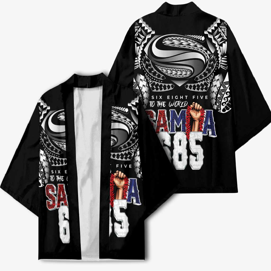 Super Samoa-Six Eight Five to The World Kimono Traditional Samoan Tattoo Black Color LT03 - Polynesian Pride
