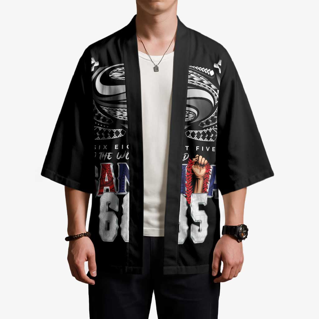 Super Samoa-Six Eight Five to The World Kimono Traditional Samoan Tattoo Black Color LT03 - Polynesian Pride