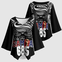 Super Samoa-Six Eight Five to The World Kimono Sleeve Blouse Traditional Samoan Tattoo Black Color LT03 - Polynesian Pride