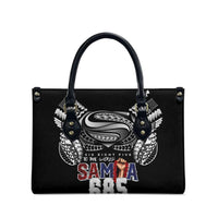 Super Samoa-Six Eight Five to The World Leather Bag Traditional Samoan Tattoo Black Color LT03 - Polynesian Pride