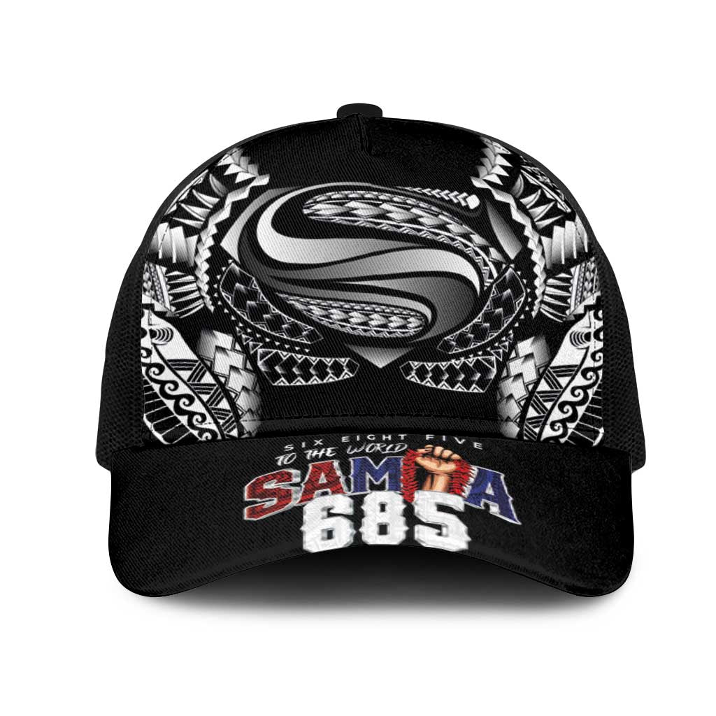 Super Samoa-Six Eight Five to The World Mesh Trucker Cap Traditional Samoan Tattoo Black Color LT03 One Size Black Black - Polynesian Pride