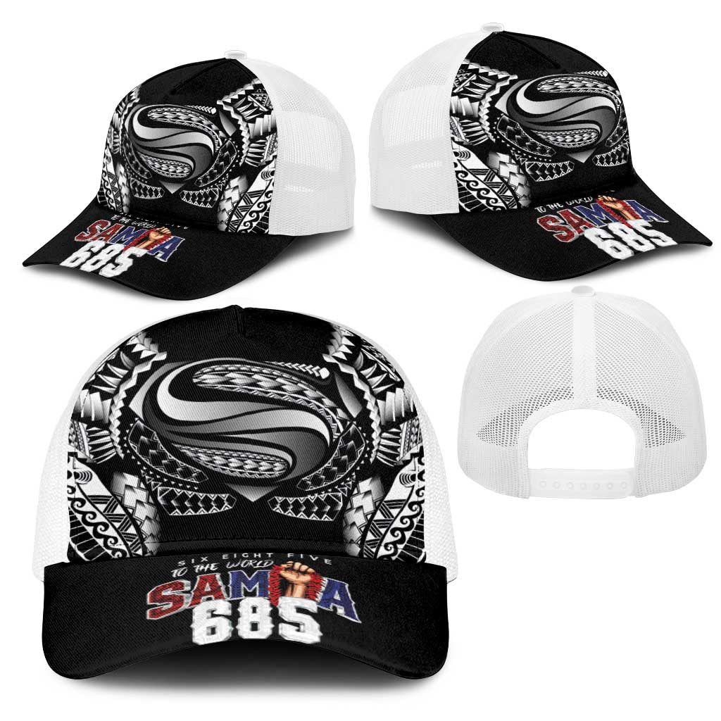 Super Samoa-Six Eight Five to The World Mesh Trucker Cap Traditional Samoan Tattoo Black Color LT03 - Polynesian Pride