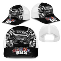 Super Samoa-Six Eight Five to The World Mesh Trucker Cap Traditional Samoan Tattoo Black Color LT03 - Polynesian Pride