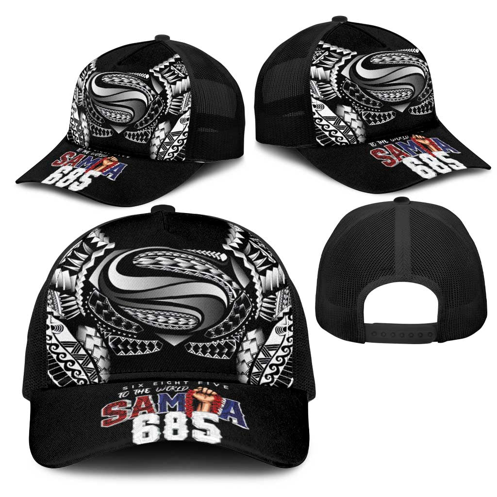 Super Samoa-Six Eight Five to The World Mesh Trucker Cap Traditional Samoan Tattoo Black Color LT03 - Polynesian Pride