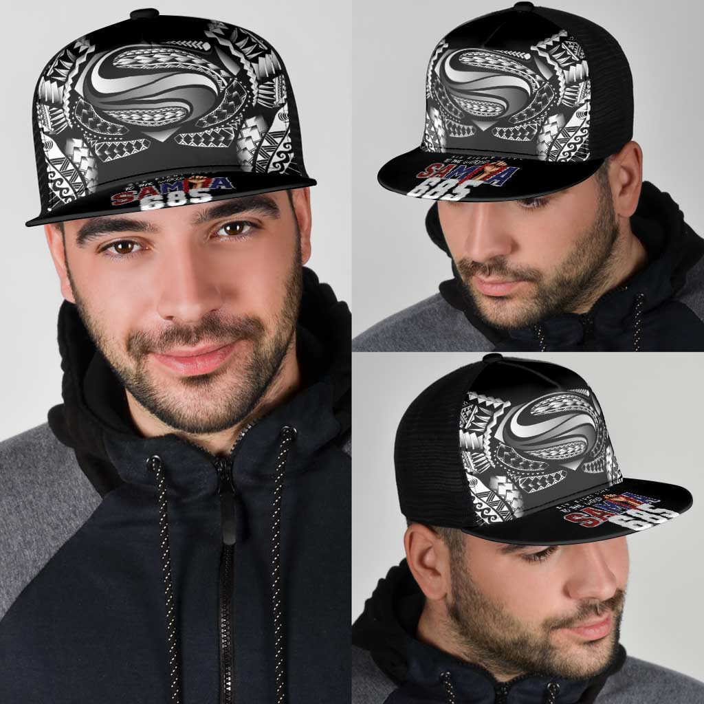 Super Samoa-Six Eight Five to The World Mesh Trucker Cap Traditional Samoan Tattoo Black Color LT03 - Polynesian Pride