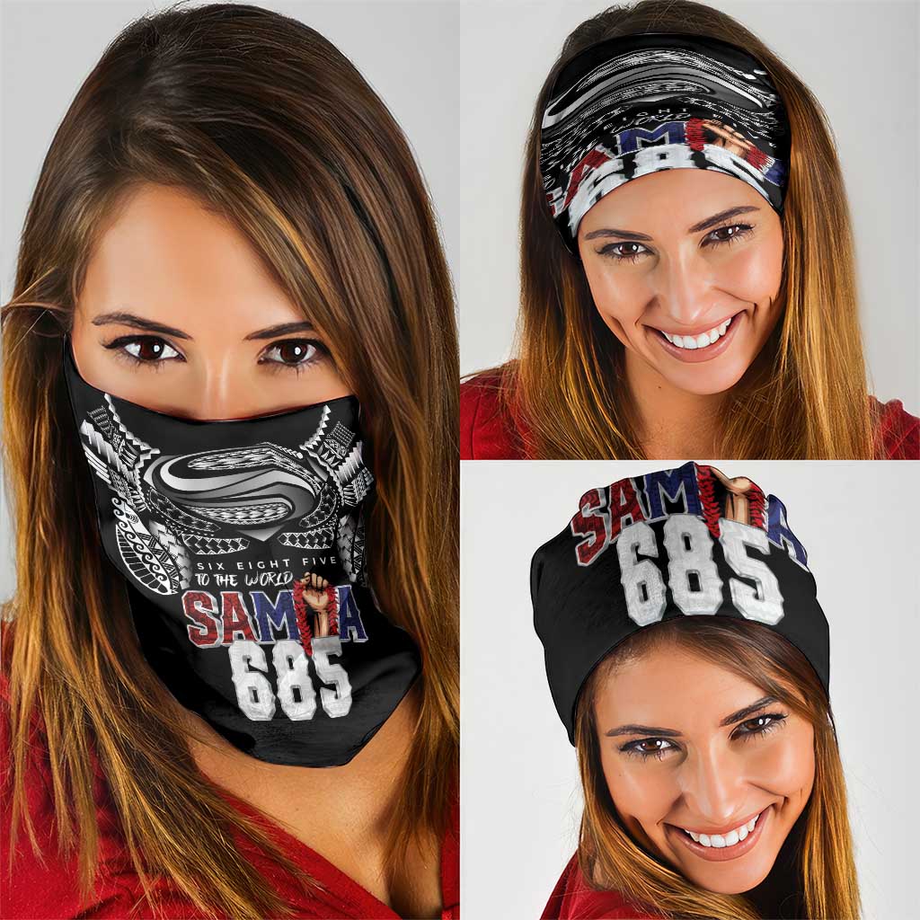 Super Samoa-Six Eight Five to The World Neck Gaiter Traditional Samoan Tattoo Black Color LT03 - Polynesian Pride
