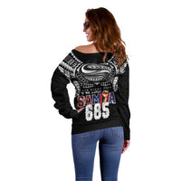 Super Samoa-Six Eight Five to The World Off Shoulder Sweater Traditional Samoan Tattoo Black Color LT03 - Polynesian Pride