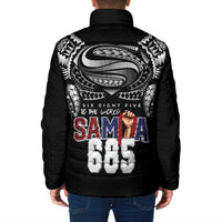 Super Samoa-Six Eight Five to The World Padded Jacket Traditional Samoan Tattoo Black Color LT03 - Polynesian Pride
