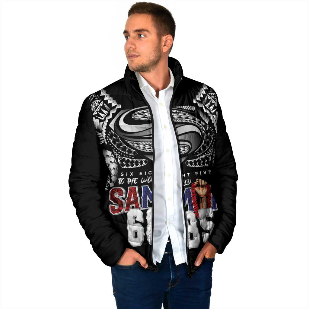 Super Samoa-Six Eight Five to The World Padded Jacket Traditional Samoan Tattoo Black Color LT03 - Polynesian Pride