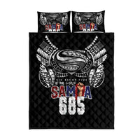 Super Samoa-Six Eight Five to The World Quilt Bed Set Traditional Samoan Tattoo Black Color