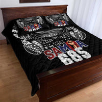 Super Samoa-Six Eight Five to The World Quilt Bed Set Traditional Samoan Tattoo Black Color