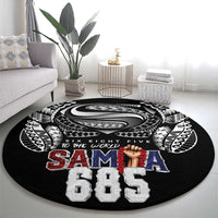 Super Samoa-Six Eight Five to The World Round Carpet Traditional Samoan Tattoo Black Color LT03 - Polynesian Pride