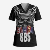 Super Samoa-Six Eight Five to The World Scrub Top Traditional Samoan Tattoo Black Color LT03 Adult Black - Polynesian Pride