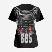 Super Samoa-Six Eight Five to The World Scrub Top Traditional Samoan Tattoo Black Color LT03 - Polynesian Pride