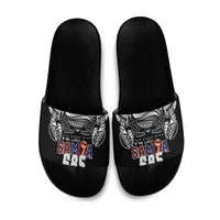 Super Samoa-Six Eight Five to The World Slide Sandals Traditional Samoan Tattoo Black Color LT03 Black - Polynesian Pride