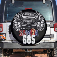 Super Samoa-Six Eight Five to The World Spare Tire Cover Traditional Samoan Tattoo Black Color LT03 Black - Polynesian Pride