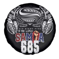 Super Samoa-Six Eight Five to The World Spare Tire Cover Traditional Samoan Tattoo Black Color LT03 - Polynesian Pride