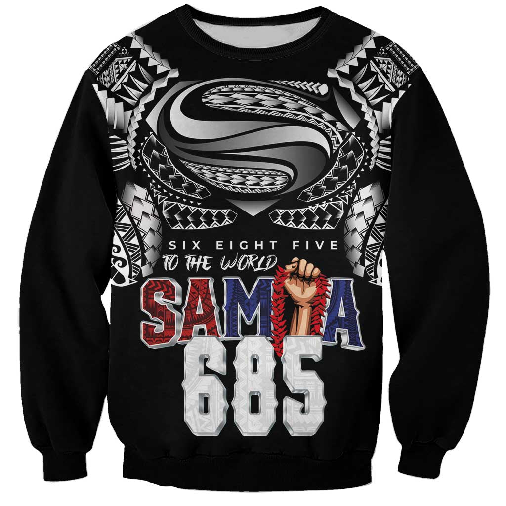 Super Samoa-Six Eight Five to The World Sweatshirt Traditional Samoan Tattoo Black Color LT03 Unisex Black - Polynesian Pride
