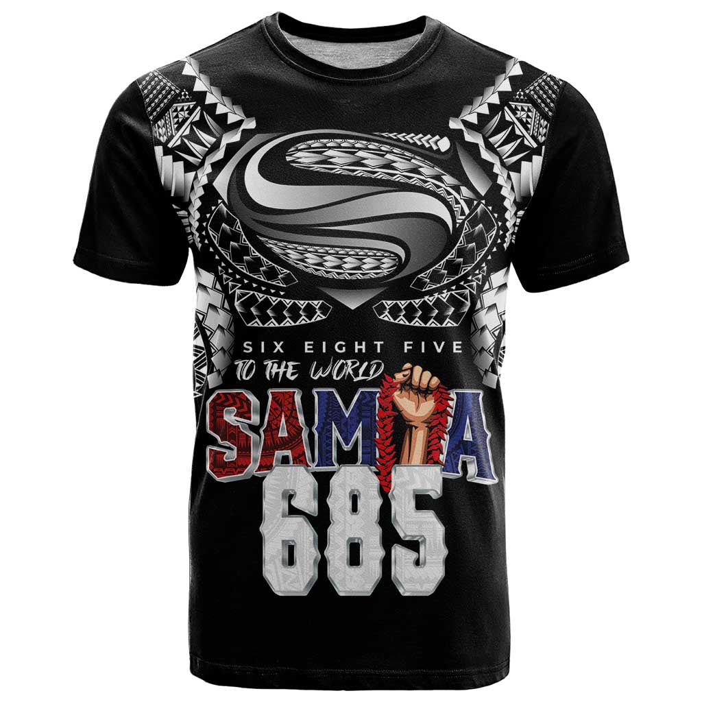Super Samoa-Six Eight Five to The World T Shirt Traditional Samoan Tattoo Black Color LT03 Black - Polynesian Pride