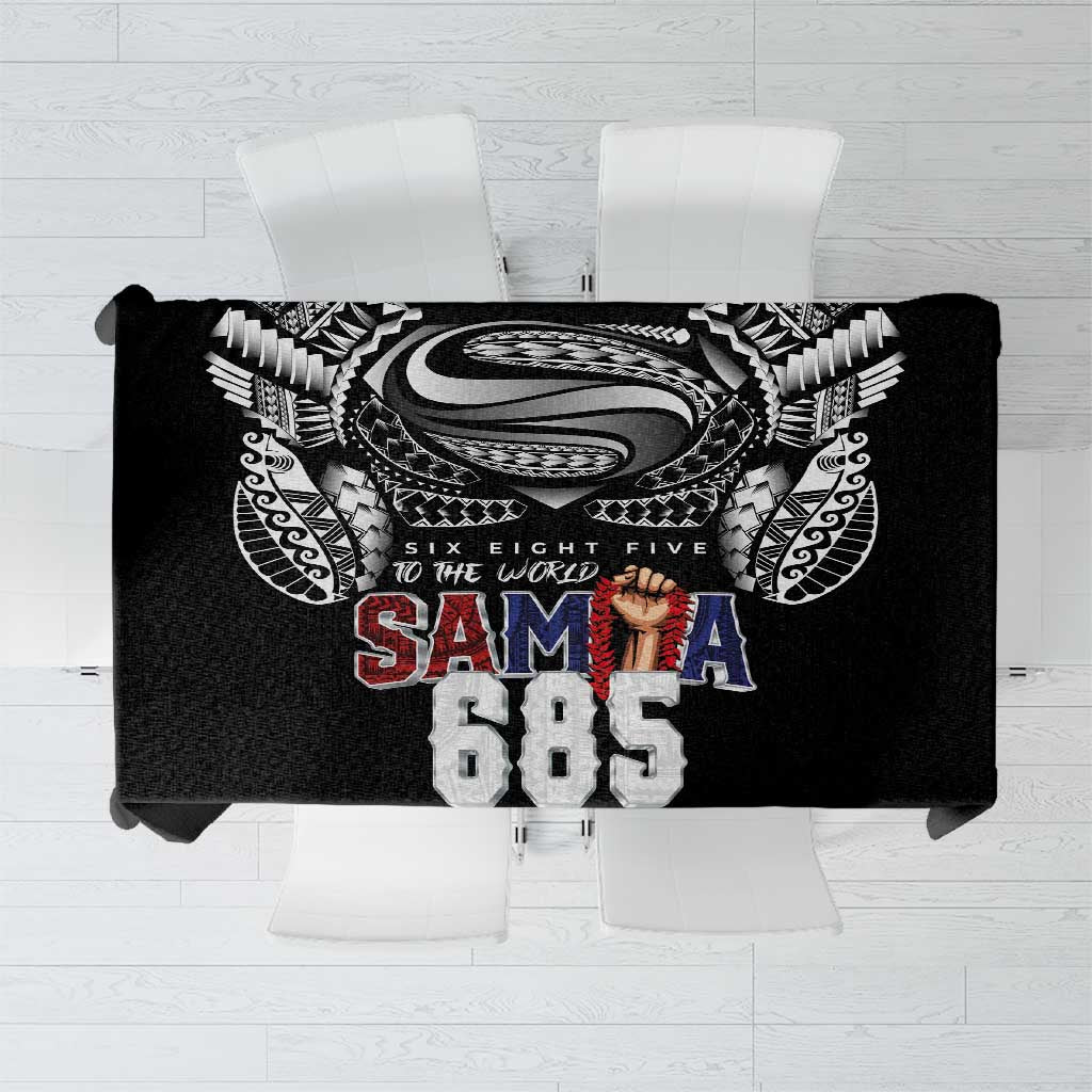 Super Samoa-Six Eight Five to The World Tablecloth Traditional Samoan Tattoo Black Color