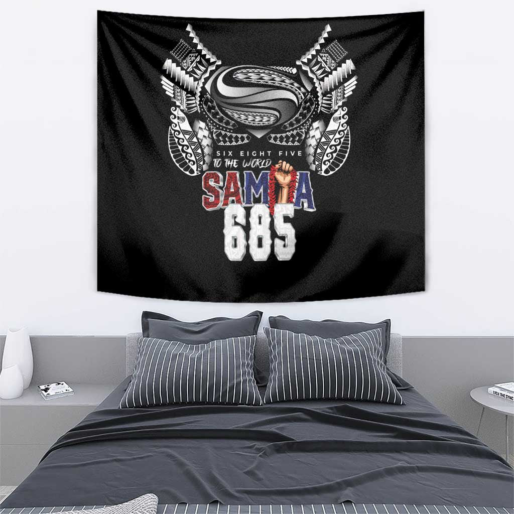 Super Samoa-Six Eight Five to The World Tapestry Traditional Samoan Tattoo Black Color LT03 - Polynesian Pride