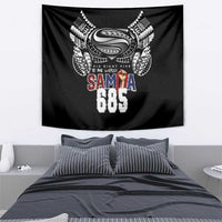 Super Samoa-Six Eight Five to The World Tapestry Traditional Samoan Tattoo Black Color LT03 - Polynesian Pride