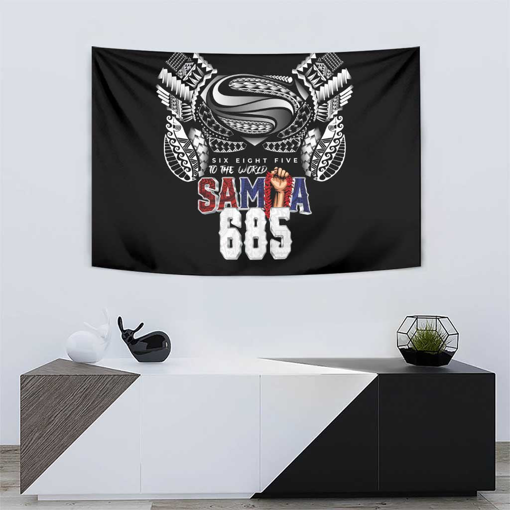 Super Samoa-Six Eight Five to The World Tapestry Traditional Samoan Tattoo Black Color LT03 - Polynesian Pride