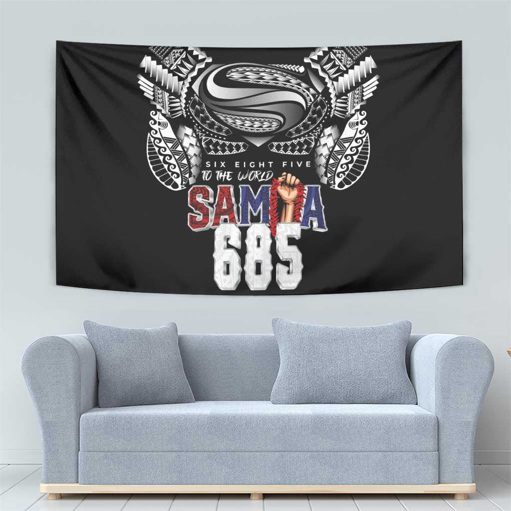 Super Samoa-Six Eight Five to The World Tapestry Traditional Samoan Tattoo Black Color LT03 - Polynesian Pride