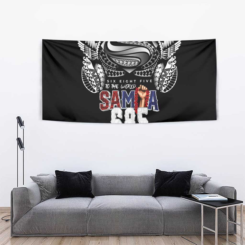 Super Samoa-Six Eight Five to The World Tapestry Traditional Samoan Tattoo Black Color LT03 - Polynesian Pride