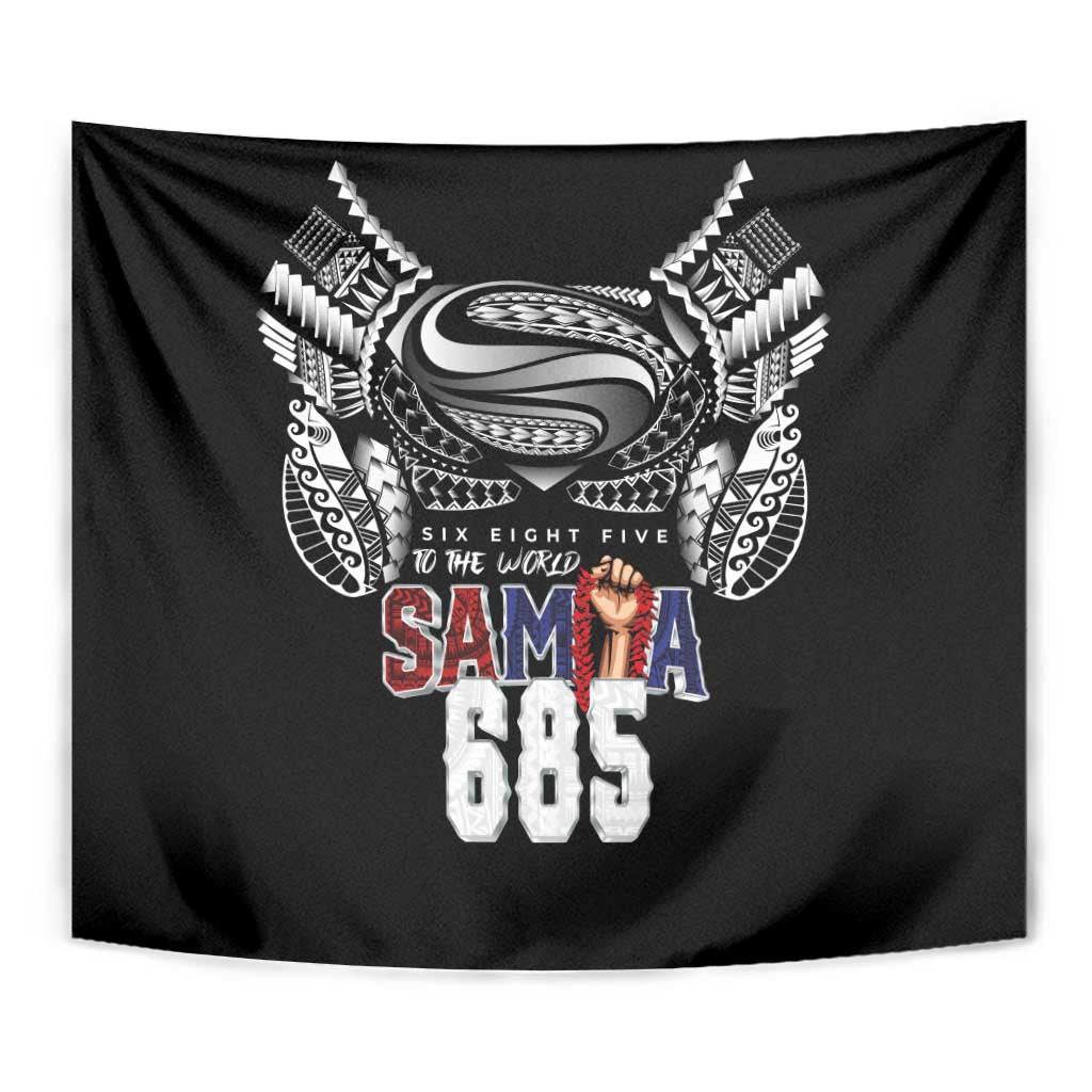 Super Samoa-Six Eight Five to The World Tapestry Traditional Samoan Tattoo Black Color LT03 - Polynesian Pride