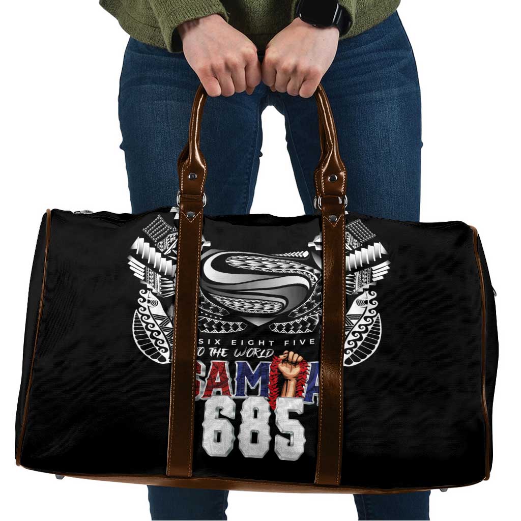 Super Samoa-Six Eight Five to The World Travel Bag Traditional Samoan Tattoo Black Color LT03 Black - Polynesian Pride