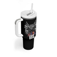 Super Samoa-Six Eight Five to The World Tumbler With Handle Traditional Samoan Tattoo Black Color