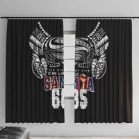 Super Samoa-Six Eight Five to The World Window Curtain Traditional Samoan Tattoo Black Color LT03 With Hooks Black - Polynesian Pride