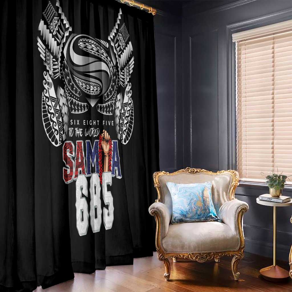 Super Samoa-Six Eight Five to The World Window Curtain Traditional Samoan Tattoo Black Color LT03 - Polynesian Pride