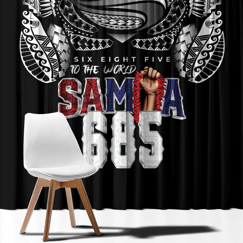Super Samoa-Six Eight Five to The World Window Curtain Traditional Samoan Tattoo Black Color LT03 - Polynesian Pride