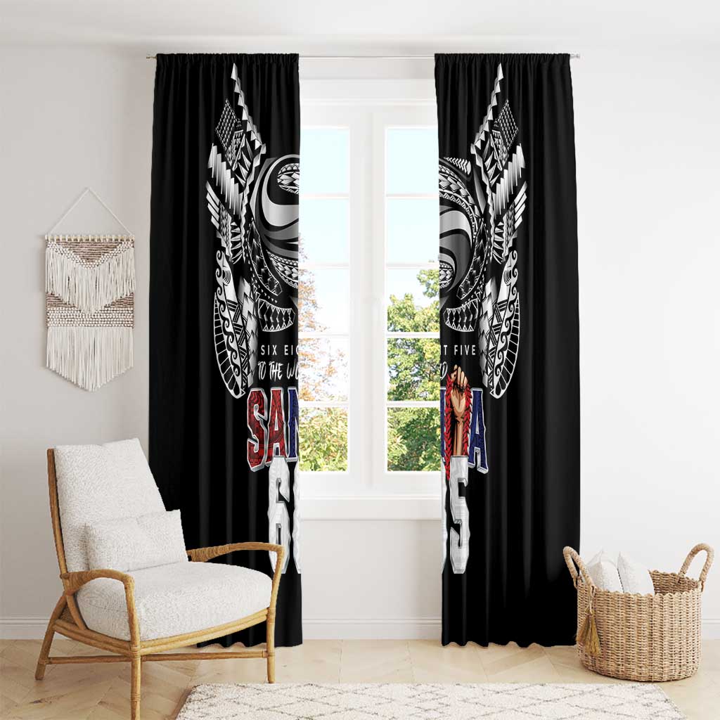 Super Samoa-Six Eight Five to The World Window Curtain Traditional Samoan Tattoo Black Color LT03 - Polynesian Pride