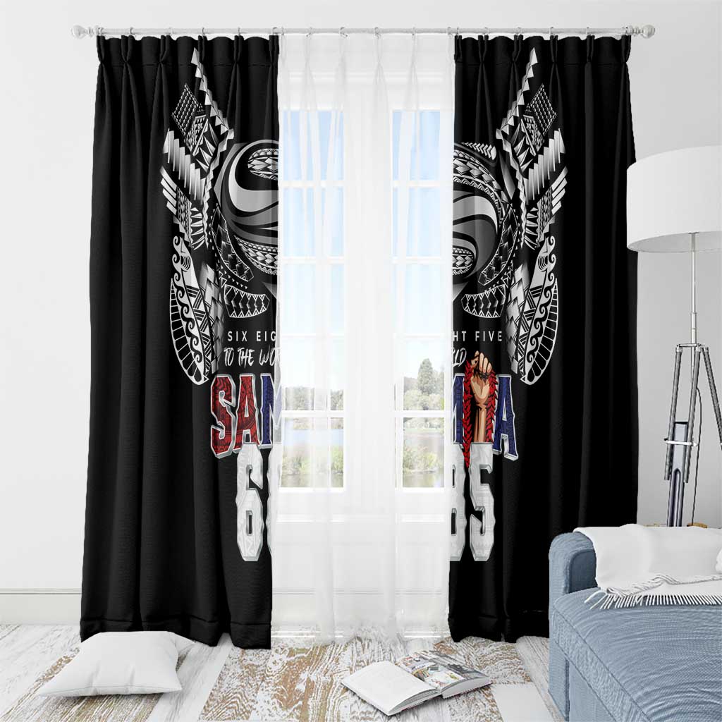 Super Samoa-Six Eight Five to The World Window Curtain Traditional Samoan Tattoo Black Color LT03 - Polynesian Pride