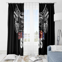 Super Samoa-Six Eight Five to The World Window Curtain Traditional Samoan Tattoo Black Color LT03 - Polynesian Pride