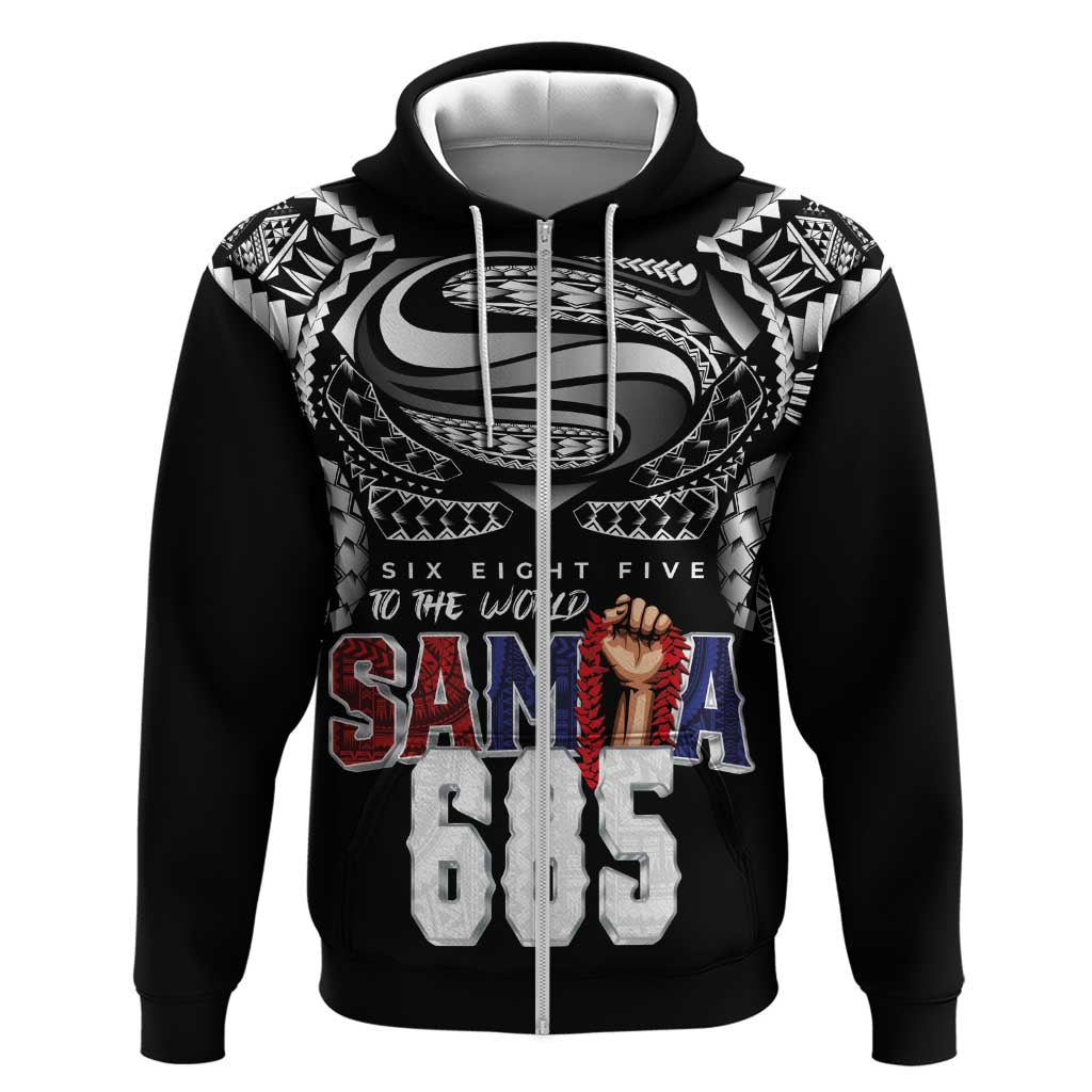 Super Samoa-Six Eight Five to The World Zip Hoodie Traditional Samoan Tattoo Black Color LT03 Zip Hoodie Black - Polynesian Pride