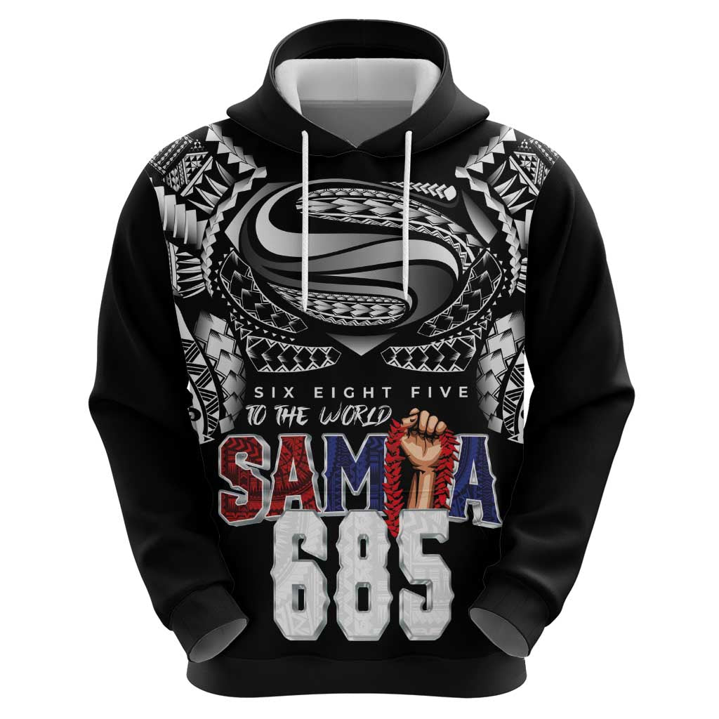 Super Samoa-Six Eight Five to The World Zip Hoodie Traditional Samoan Tattoo Black Color LT03 - Polynesian Pride