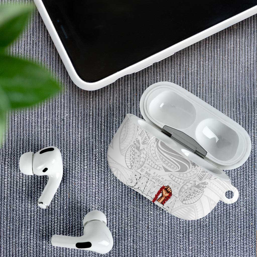 Super Samoa-Six Eight Five to The World AirPods Case Traditional Samoan Tattoo All White