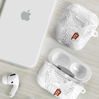 Super Samoa-Six Eight Five to The World AirPods Case Traditional Samoan Tattoo All White