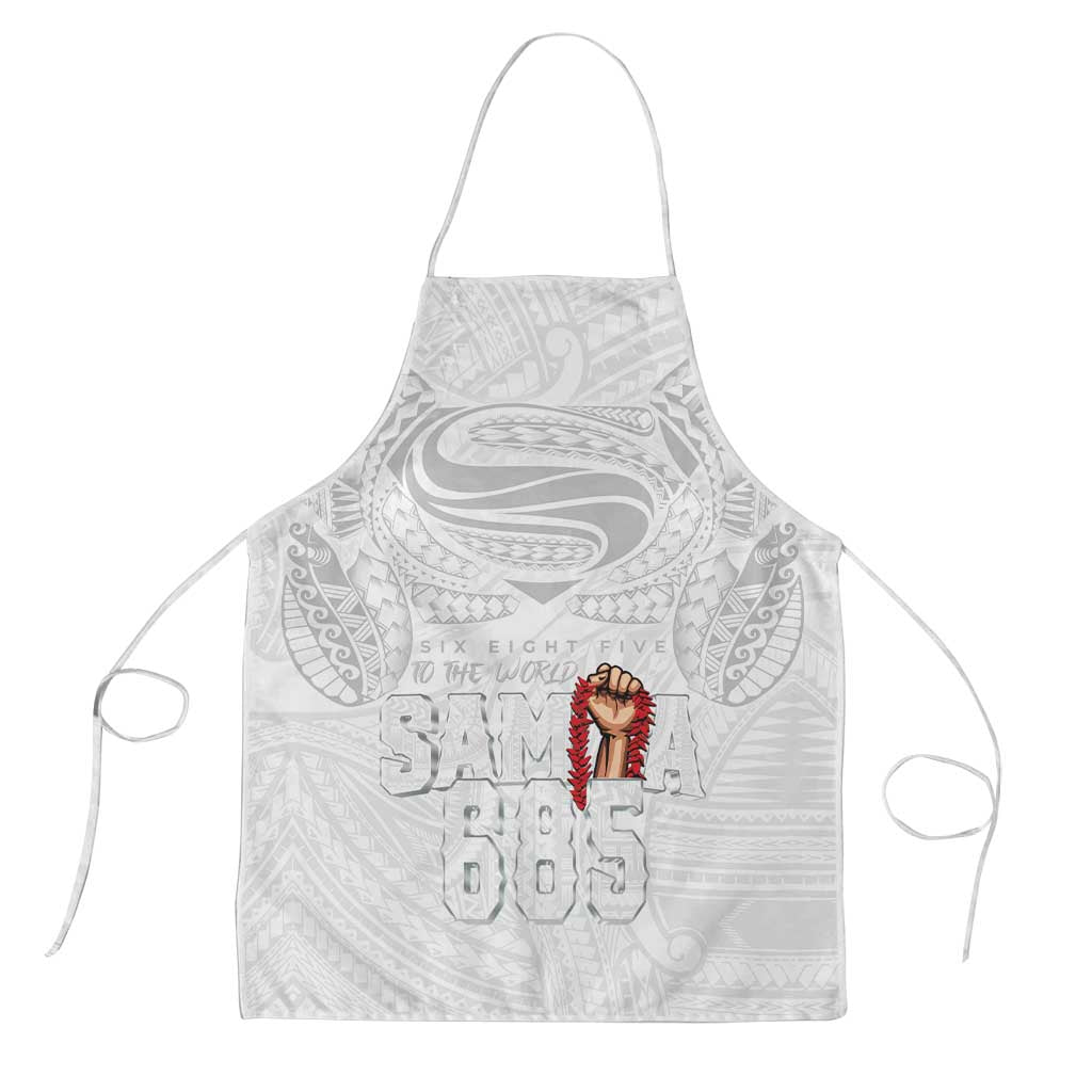 Super Samoa-Six Eight Five to The World Apron Traditional Samoan Tattoo All White