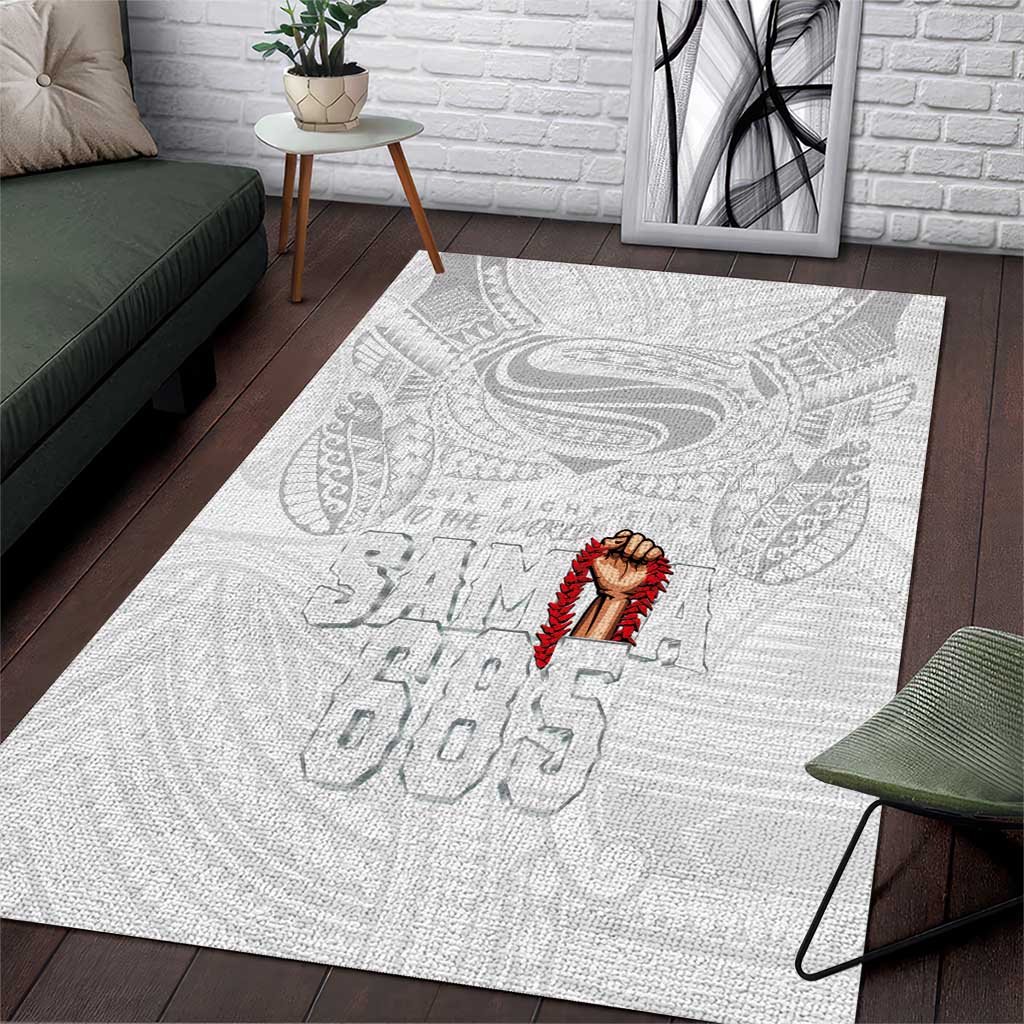 Super Samoa-Six Eight Five to The World Area Rug Traditional Samoan Tattoo All White LT03 White - Polynesian Pride