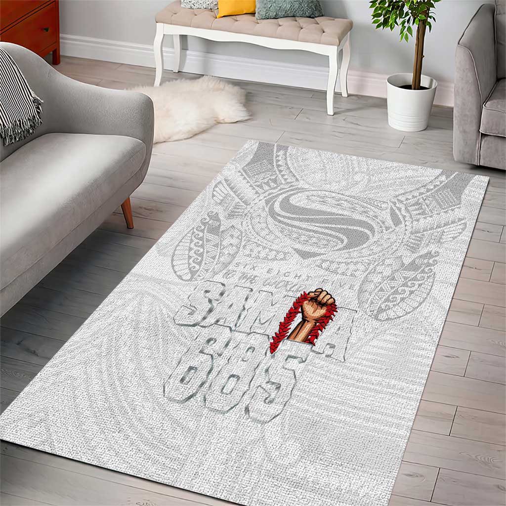 Super Samoa-Six Eight Five to The World Area Rug Traditional Samoan Tattoo All White LT03 - Polynesian Pride