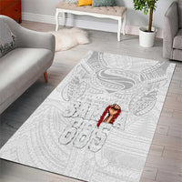Super Samoa-Six Eight Five to The World Area Rug Traditional Samoan Tattoo All White LT03 - Polynesian Pride