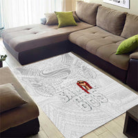 Super Samoa-Six Eight Five to The World Area Rug Traditional Samoan Tattoo All White LT03 - Polynesian Pride